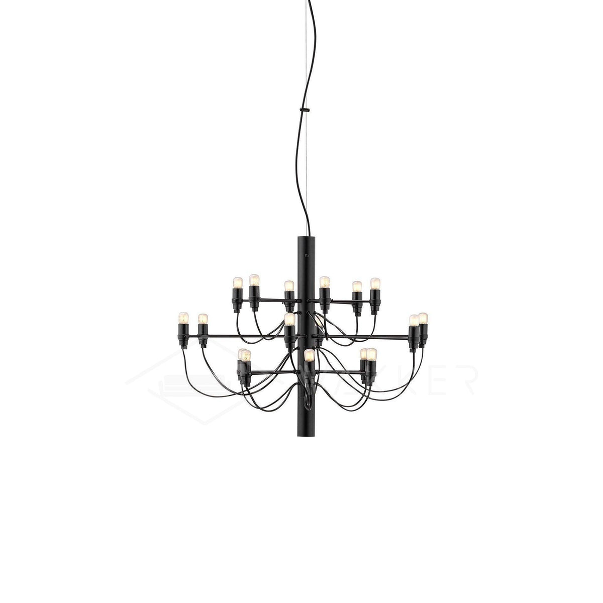 Tiered Branch Curated Solid Brass Chandelier – illuminated warm ambiance setting #1