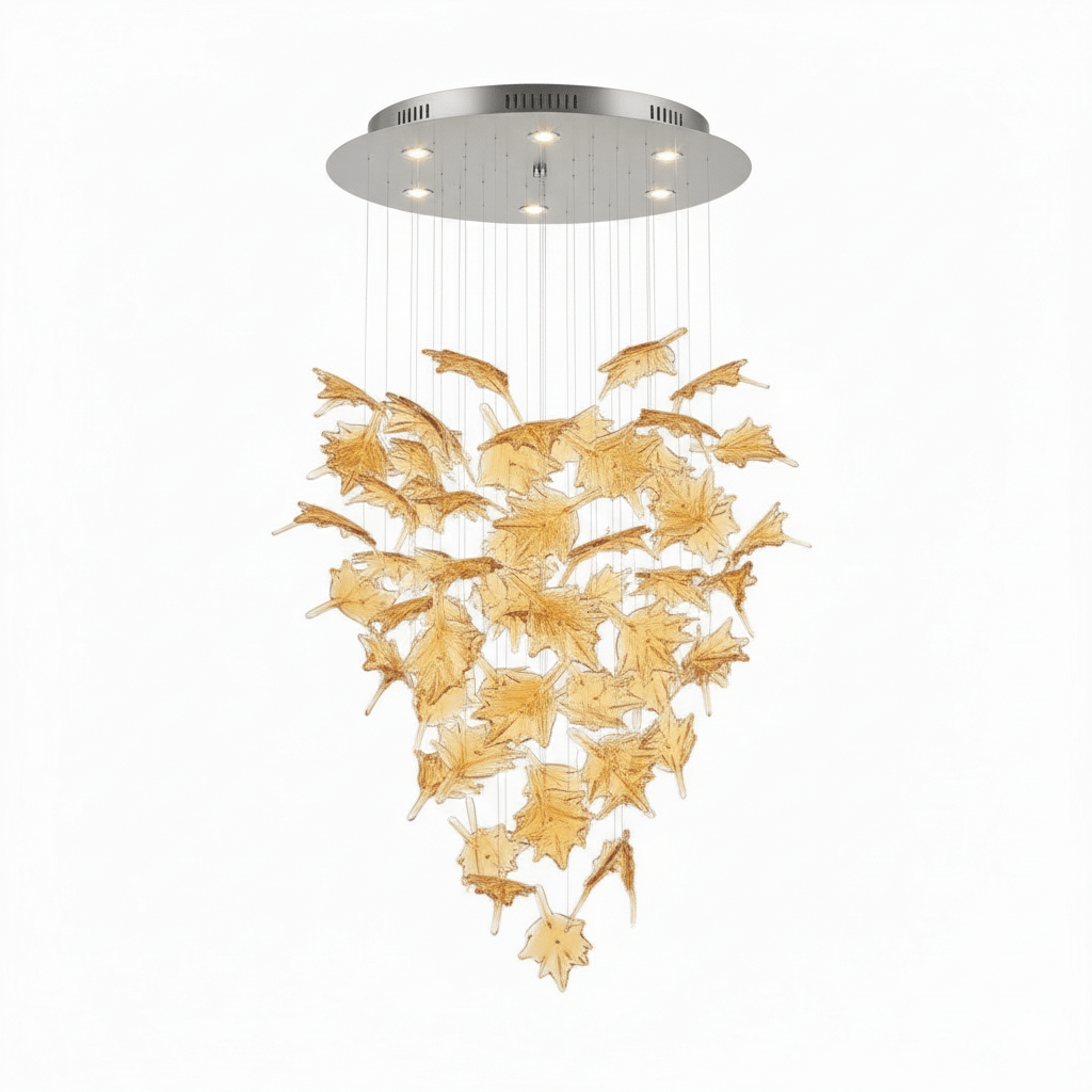 Multicolor Crystal Maple Chandelier – Ambient Illumination in Luxury Interior Setting View 16