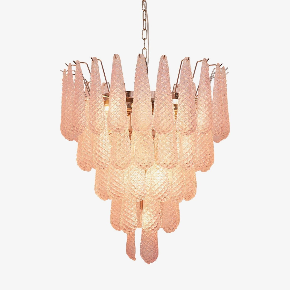 Pink Glass Dewdrop Curated Mouth-Blown Frosted G – Mouth-Blown Frosted Glass Chandelier