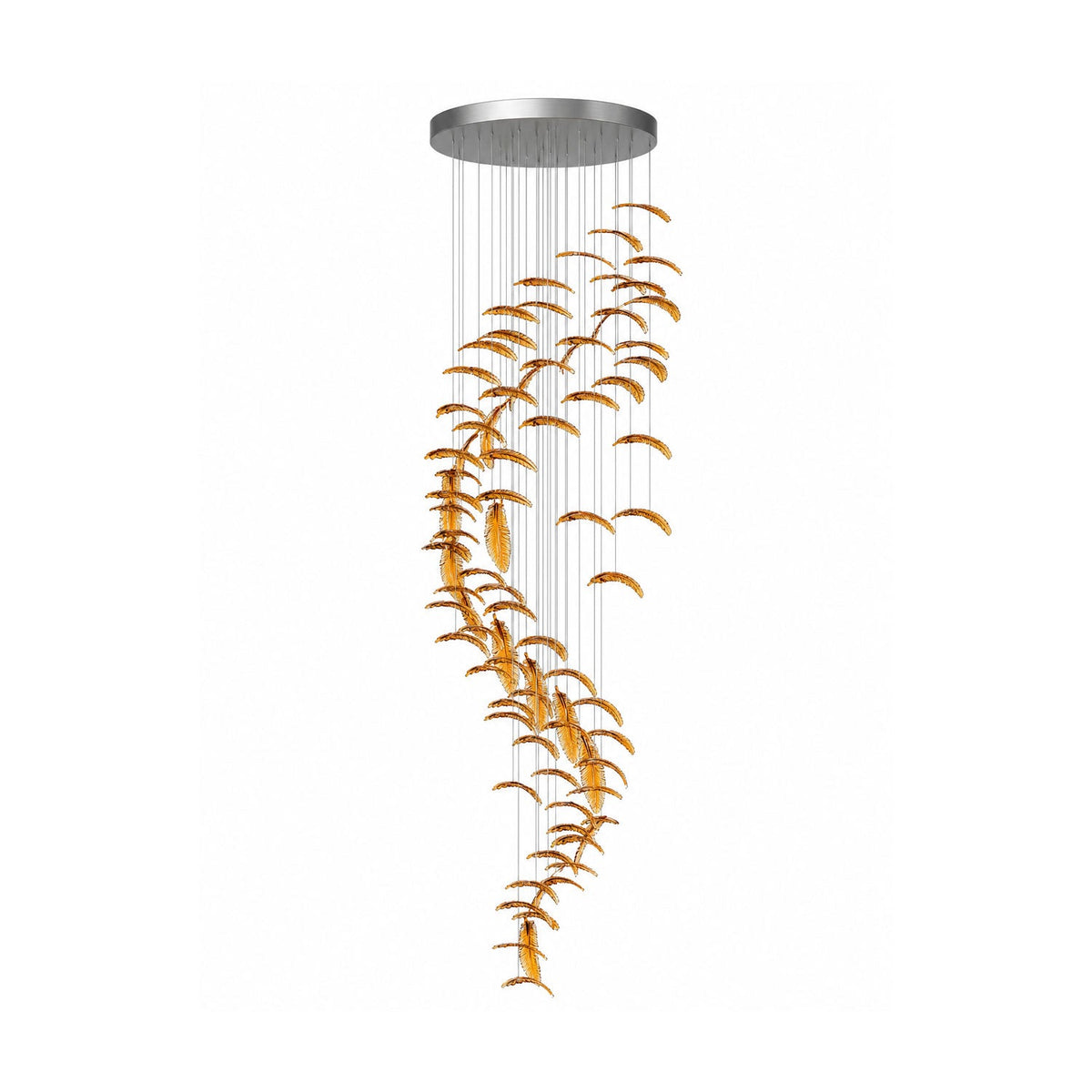 Pluma Sculptural Feather Chandelier – unlit natural material contrast #1