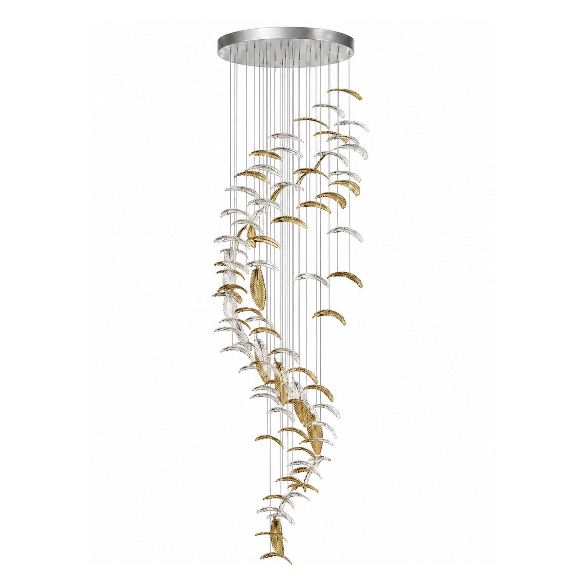Pluma Sculptural Feather Chandelier – full fixture elevation view #1
