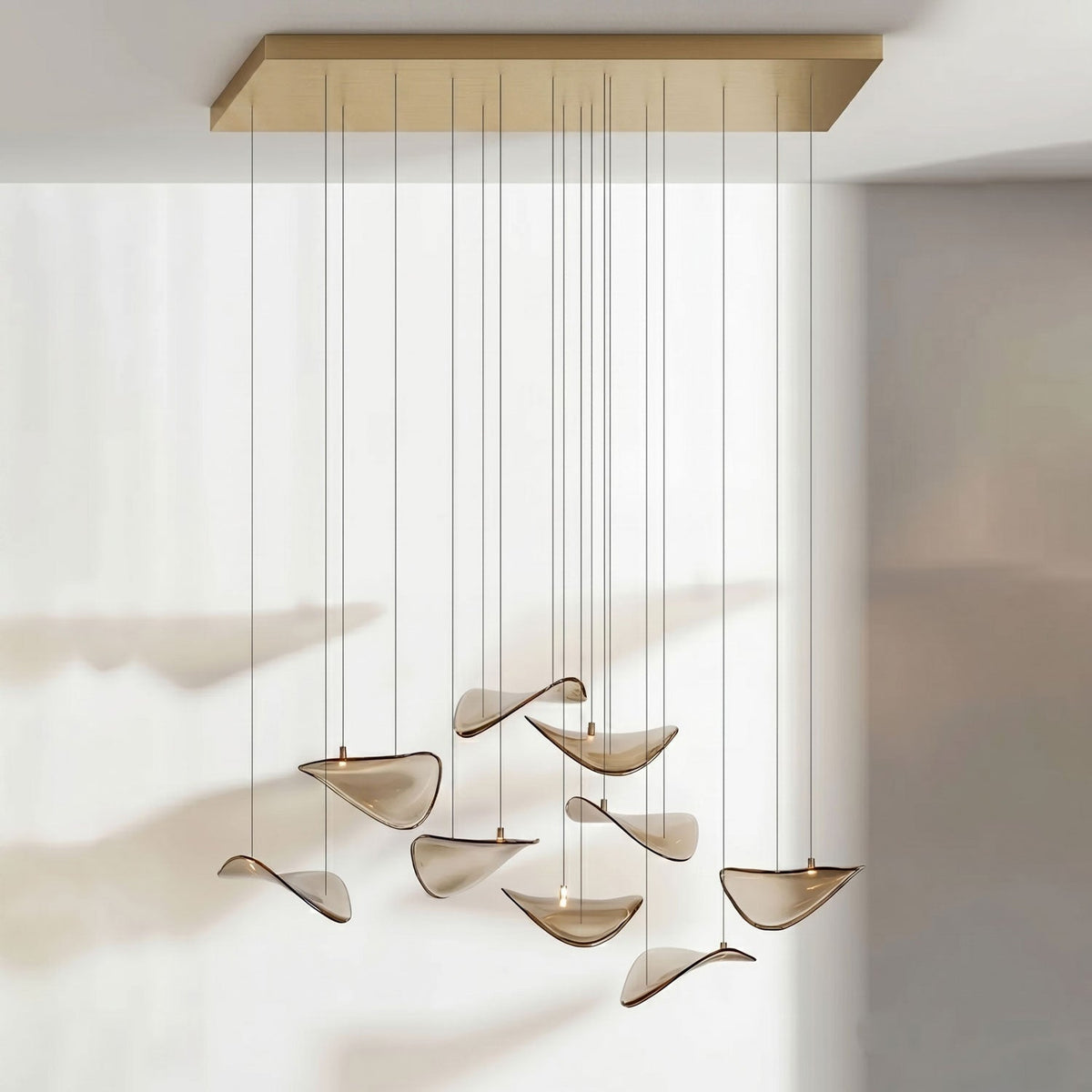 Wave Floating Leaf Chandelier – Ambient Illumination in Luxury Interior Setting View 19