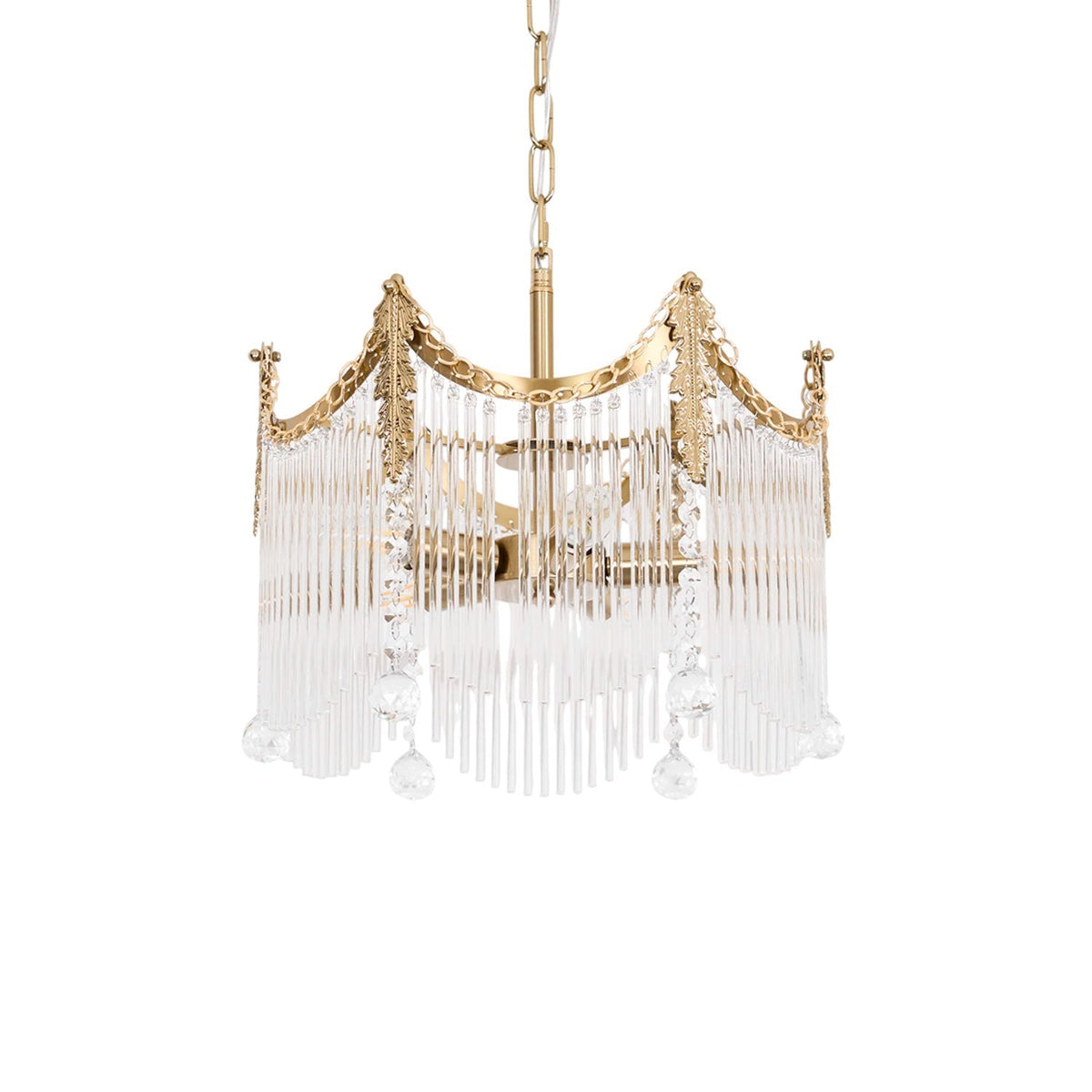 Vacarro Curated Mouth-Blown Frosted Glass Chande – illuminated warm ambiance setting #1