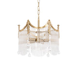 Vacarro Curated Mouth-Blown Frosted Glass Chande – illuminated warm ambiance setting #1