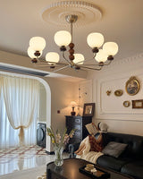 Orb Walnut Chandelier – Ambient Illumination in Luxury Interior Setting View 10