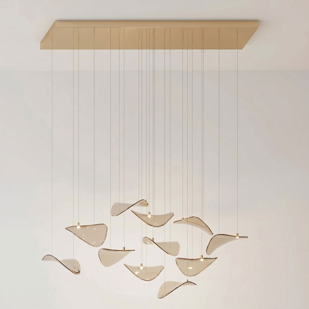 Wave Floating Leaf Chandelier – Ambient Illumination in Luxury Interior Setting View 20