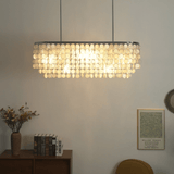 Liora Shell Linear Curated Iron & Glass Chandeli – macro detail view
