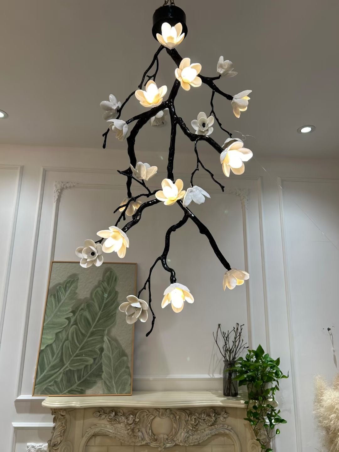 Large Long Branch Flower Chandelier – Ambient Illumination in Luxury Interior Setting View 13