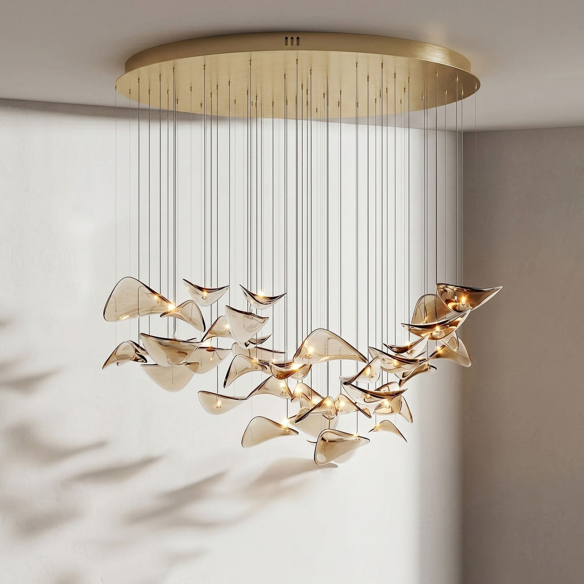 Wave Floating Leaf Chandelier – Ambient Illumination in Luxury Interior Setting View 27