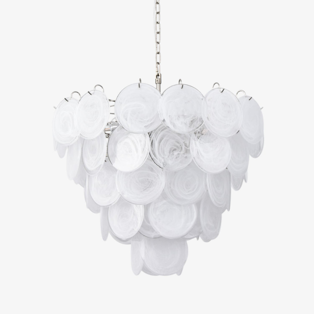 White Glass Disc Chandelier – Handcrafted Architectural Luxury Lighting Fixture