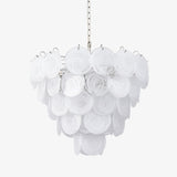 White Glass Disc Chandelier – Handcrafted Architectural Luxury Lighting Fixture
