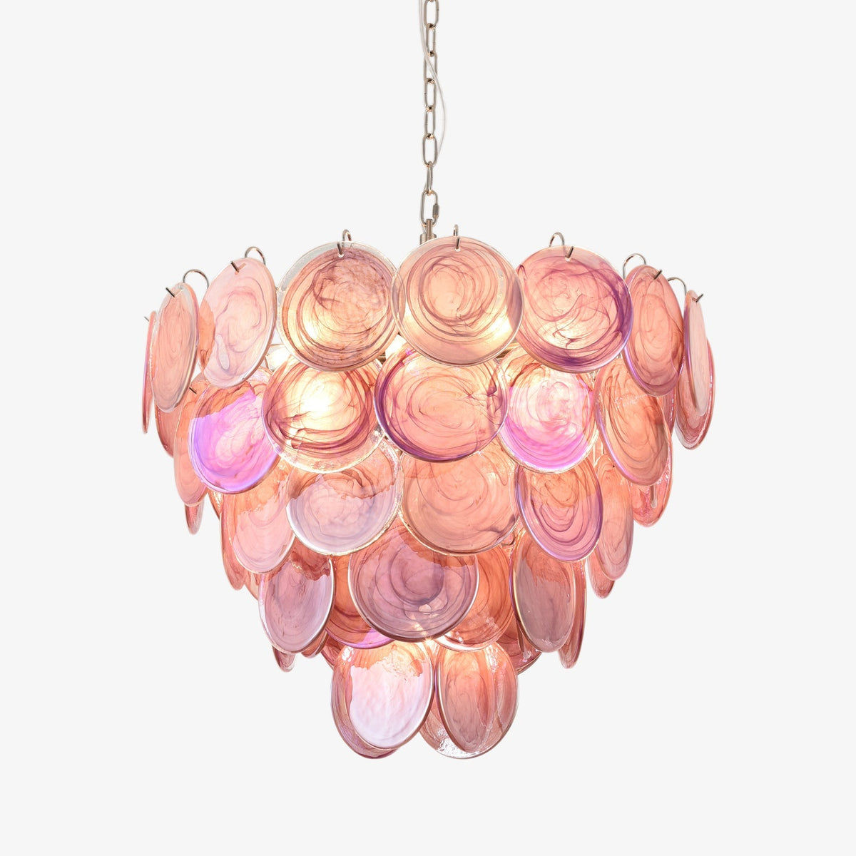 Pink Glass Disc Curated Mouth-Blown Frosted Glas – Mouth-Blown Frosted Glass Chandelier