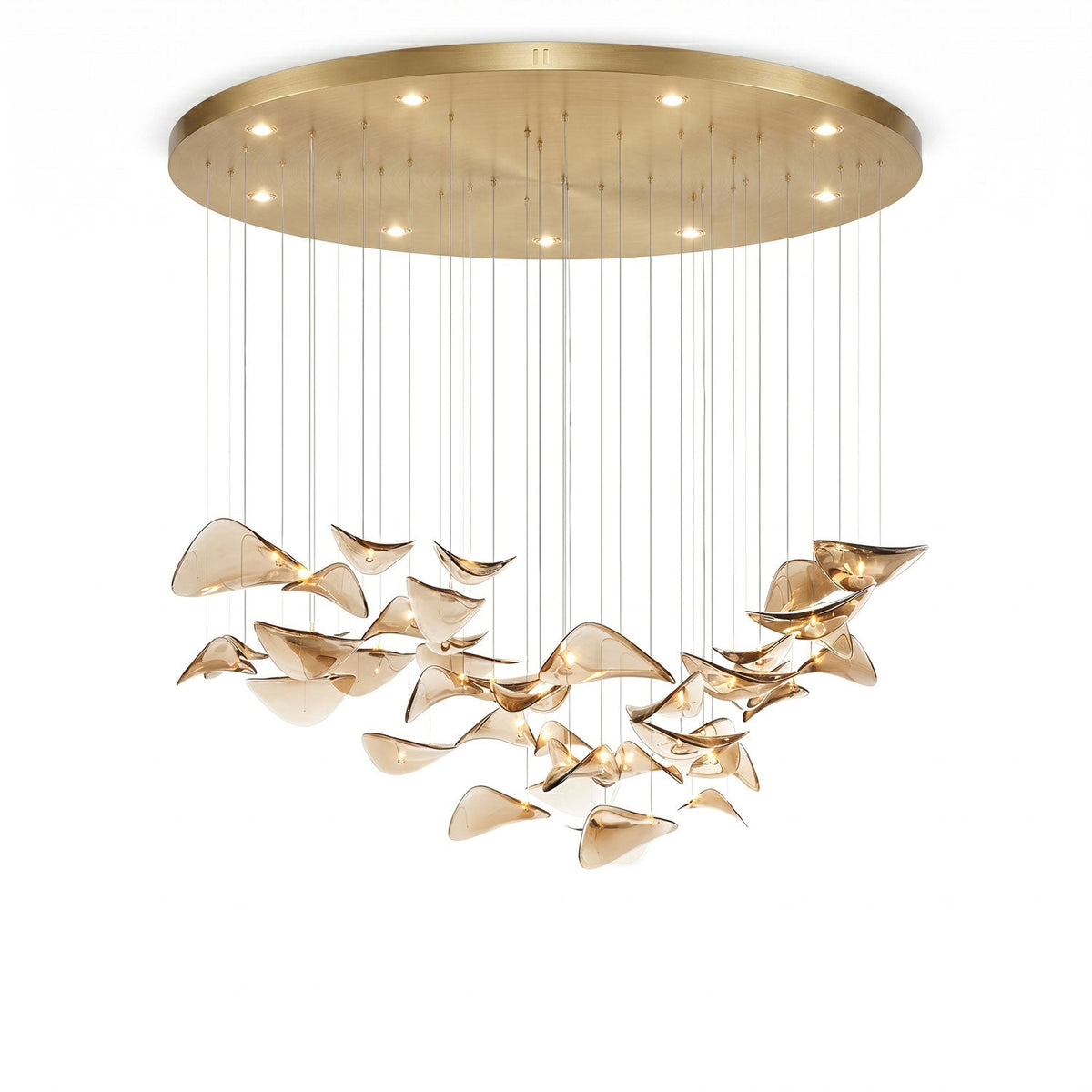 Wave Floating Leaf Chandelier – Ambient Illumination in Luxury Interior Setting View 29
