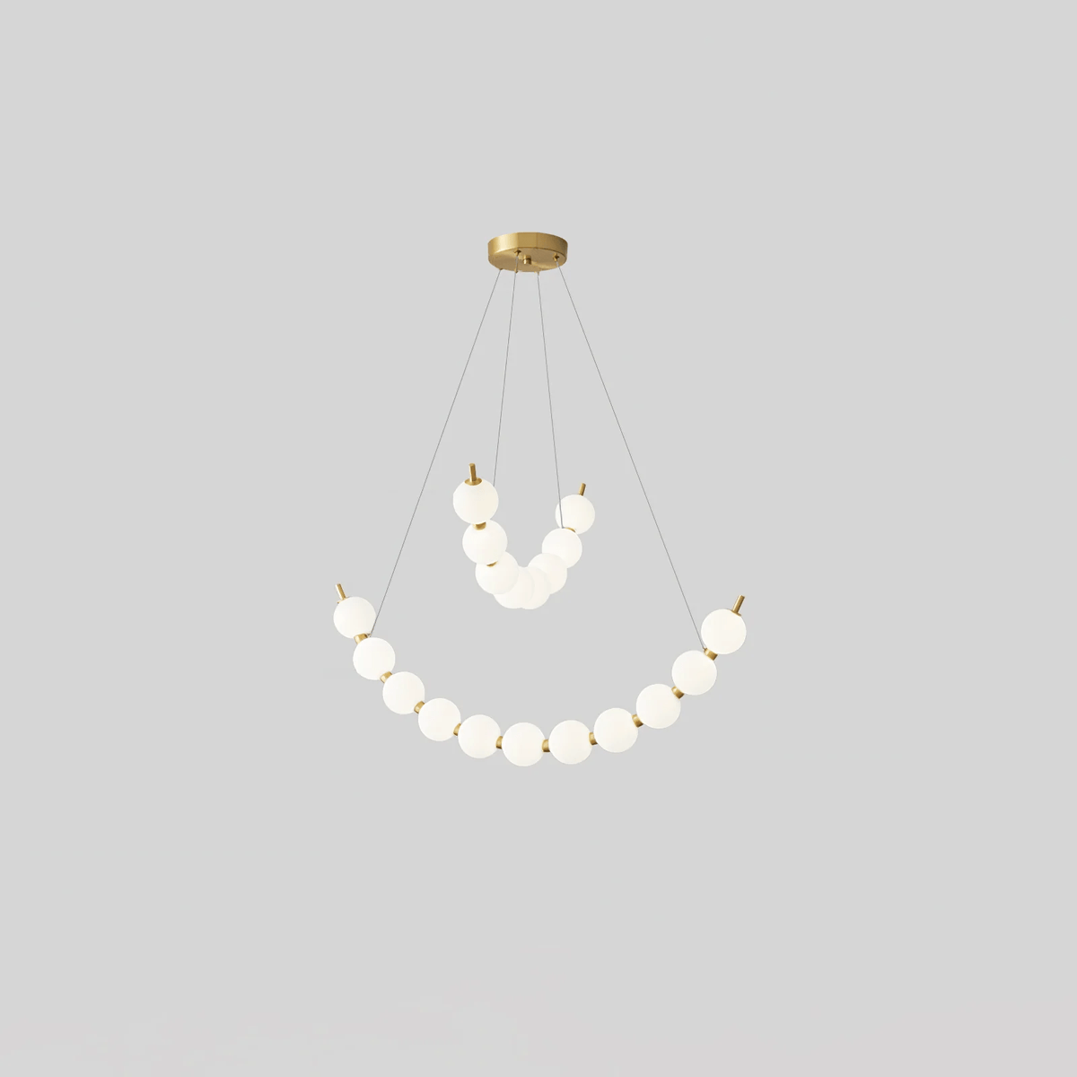 Acrylic Pearls Curated Solid Brass Chandelier – Model J ∅ 15.7 + 23.6 x H 23.6 finish configuration