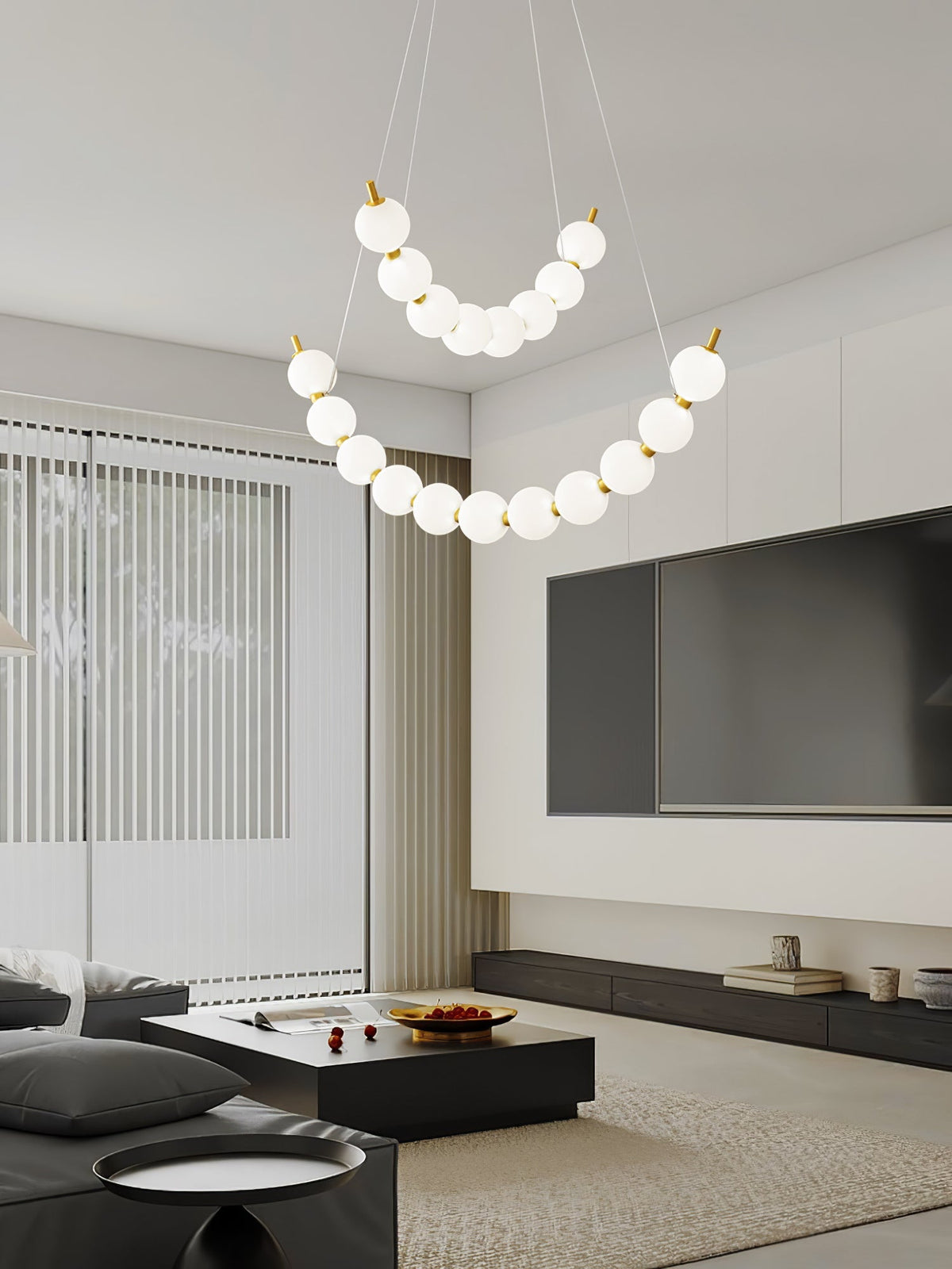 Acrylic Pearls Curated Solid Brass Chandelier – handcrafted surface texture
