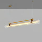 Acrylic Linear Curated Amber Art Glass Chandelie – full fixture elevation view
