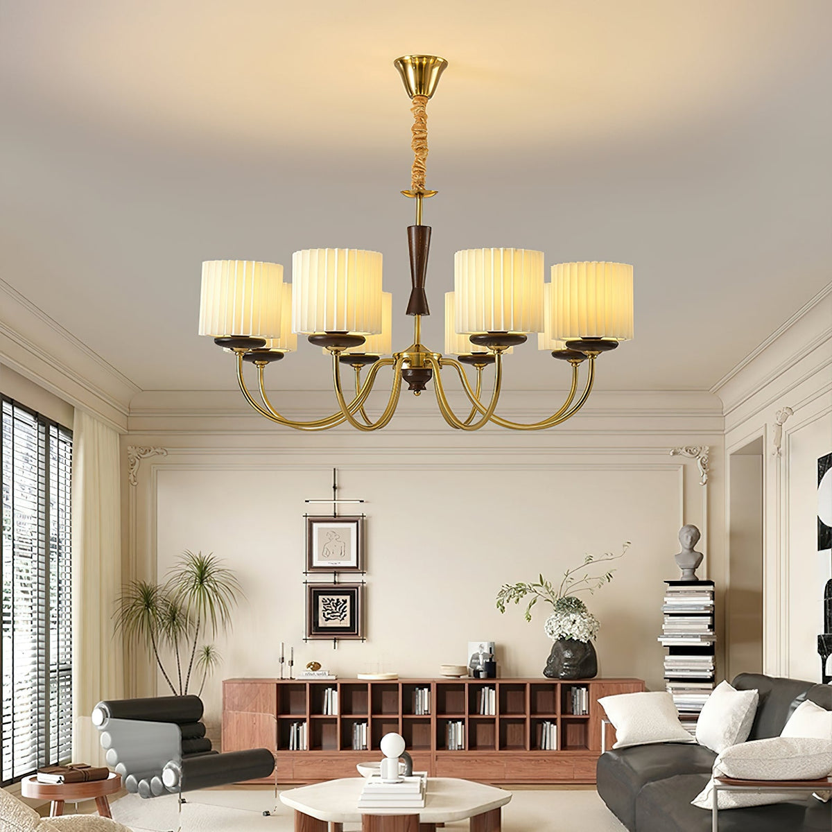 Acurt Curated Solid Hardwood Chandelier installed in residential dining space