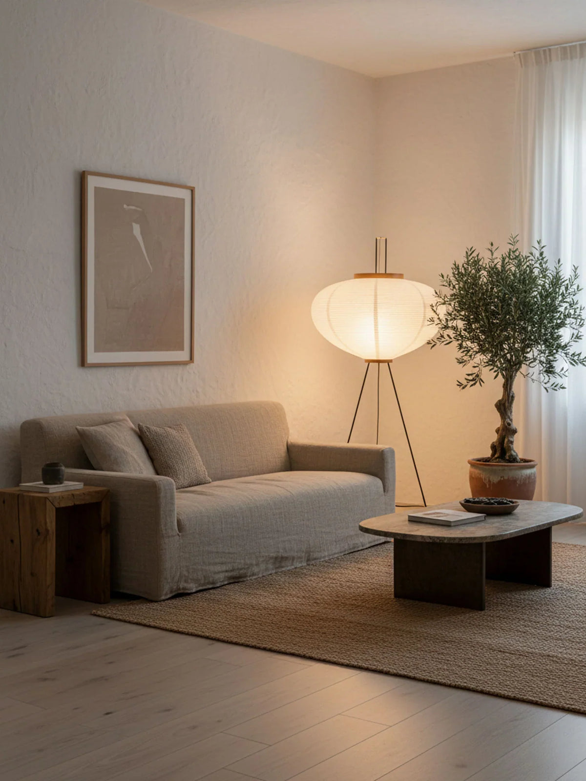 Washi Paper Floor Lamp | Japanese-Style Nordic Design | JINSHE