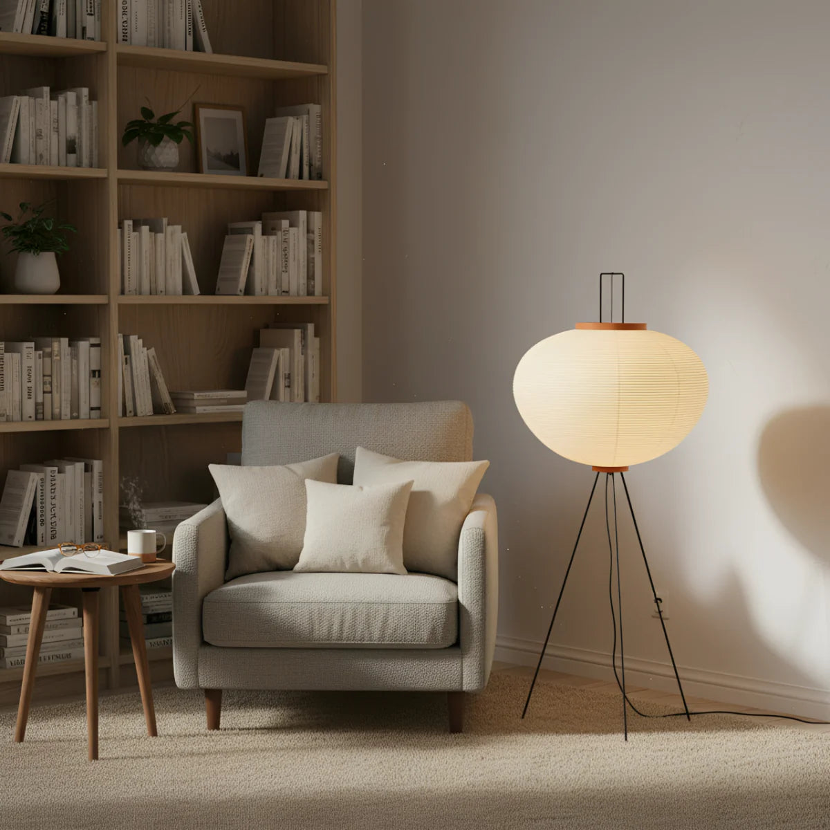 Metal Floor Lamp View 11 | Washi Paper Floor Lamp | Noguchi-Inspired Nordic Design | JINSHE | JINSHE