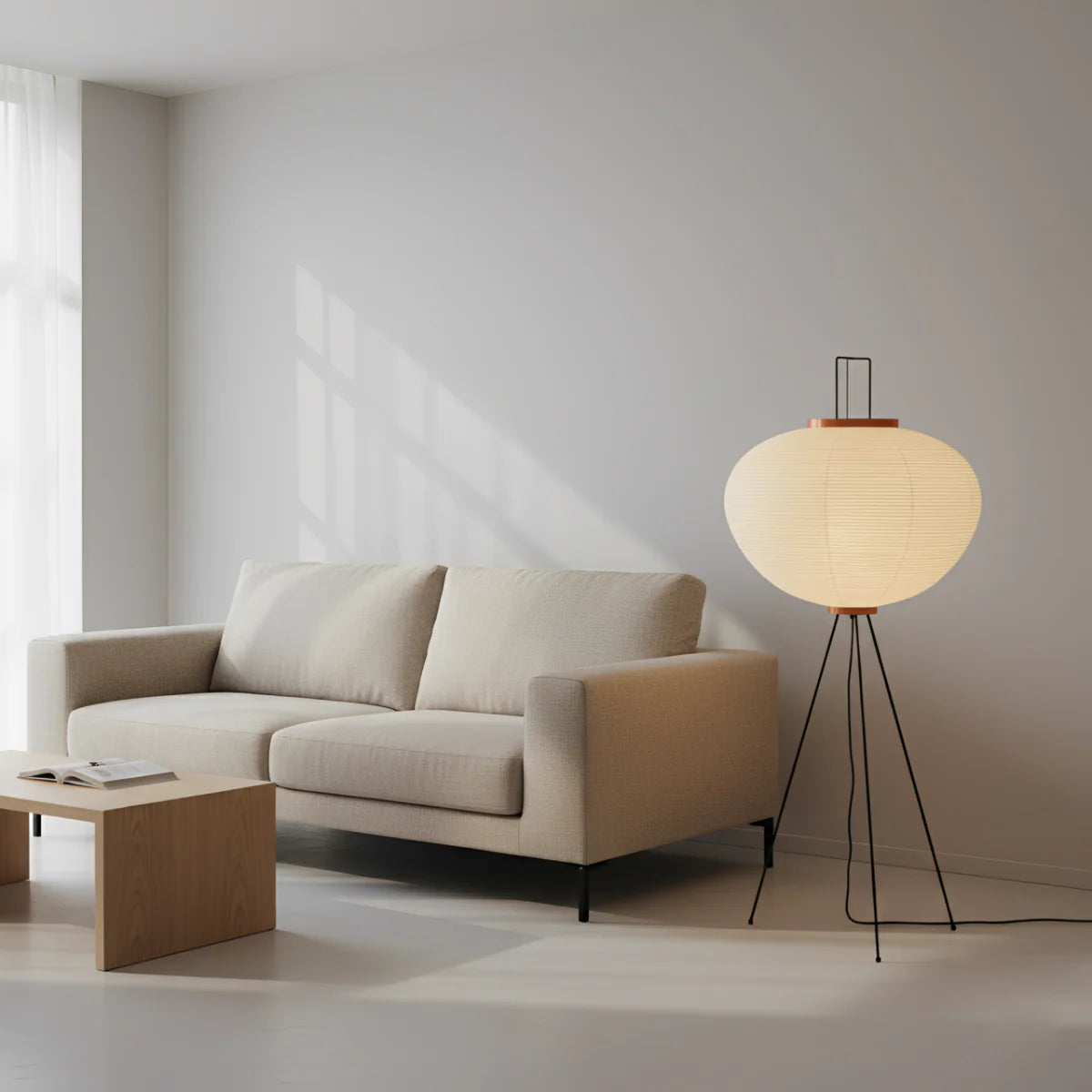 Metal Floor Lamp View 12 | Washi Paper Floor Lamp | Noguchi-Inspired Nordic Design | JINSHE | JINSHE