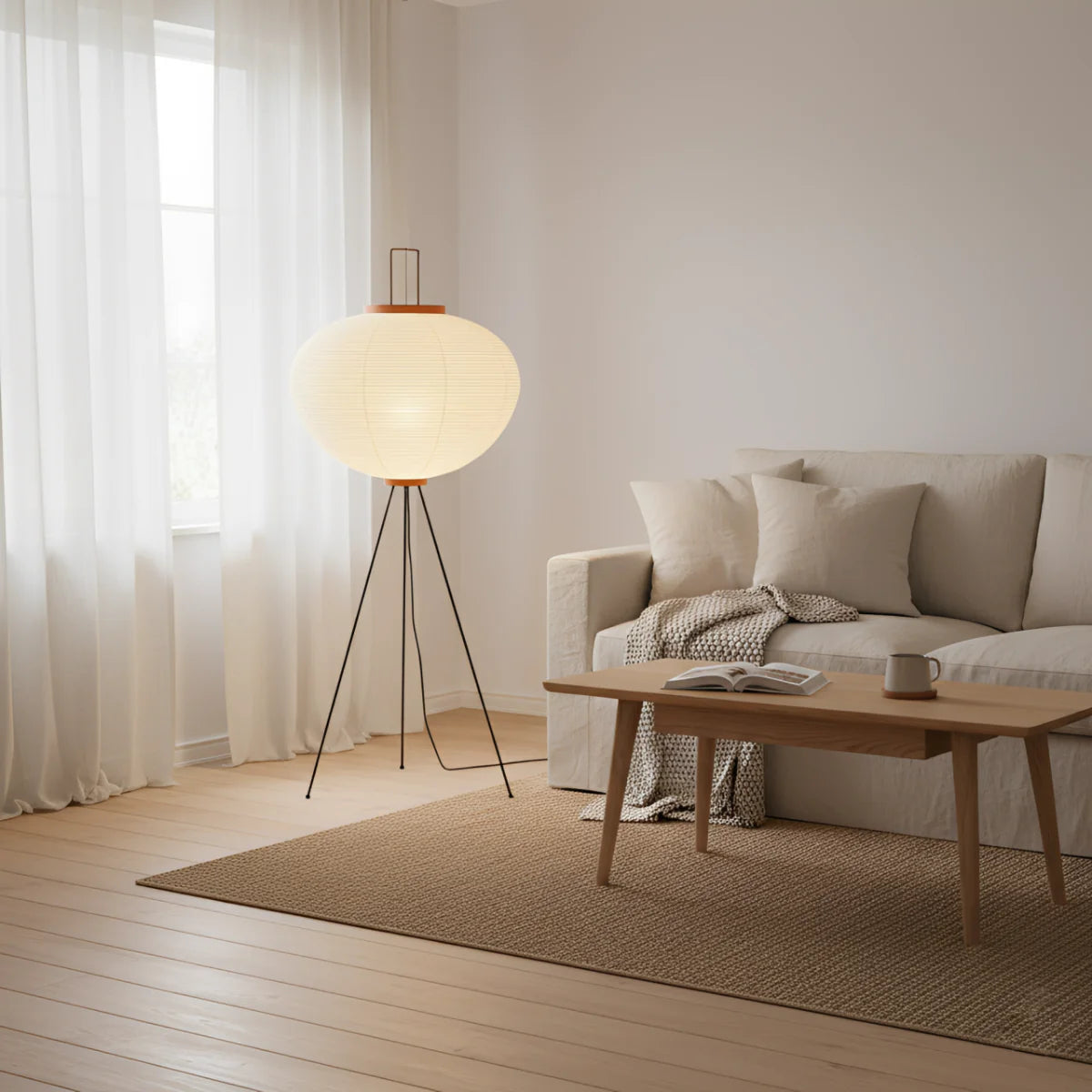 Metal Floor Lamp View 8 | Washi Paper Floor Lamp | Noguchi-Inspired Nordic Design | JINSHE | JINSHE