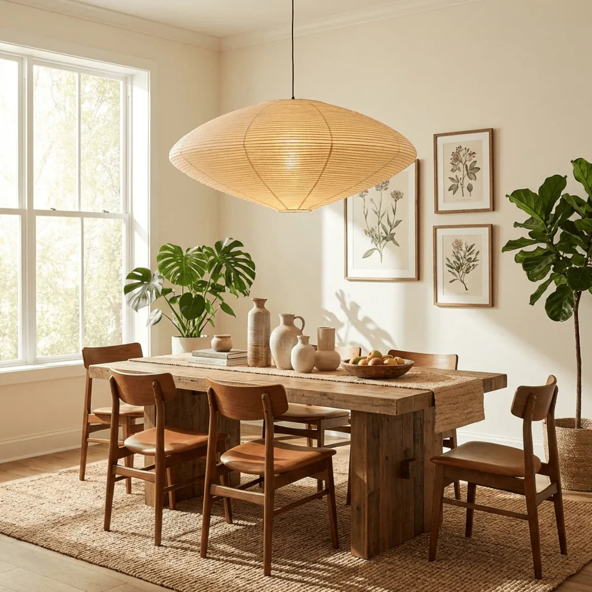 Japanese Washi Paper Pendant Light View 7 | Noguchi Akari Washi Paper Pendant Light | Wabi Sabi Japanese Lantern Pendant | JINSHE | JINSHE
