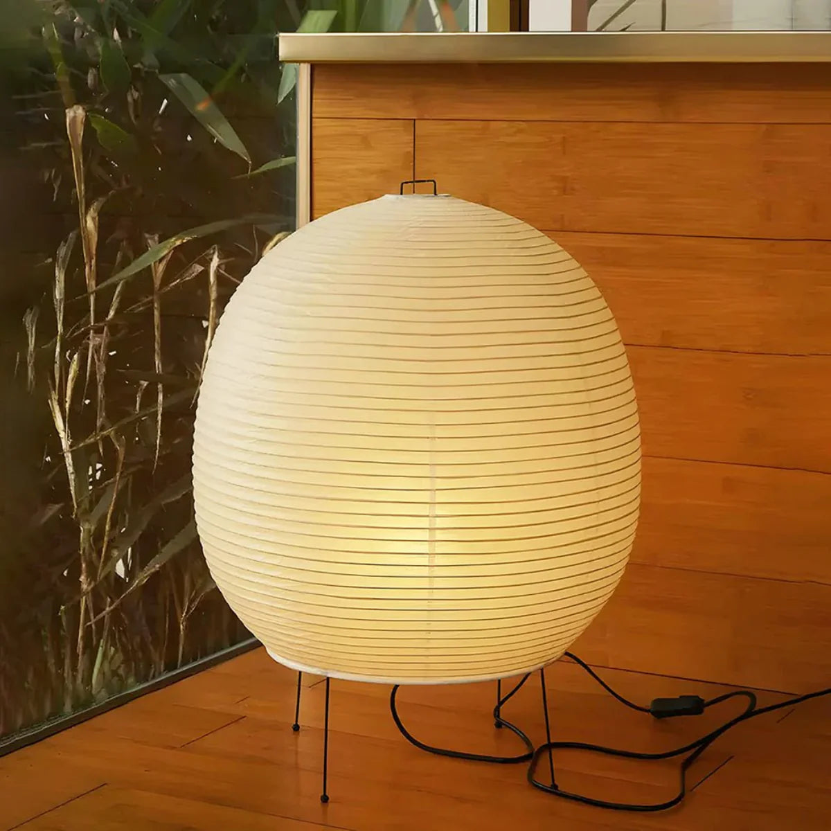 Japanese Washi Paper Table Lamp View 8 | Noguchi Akari 1A Washi Paper Table Lamp | Wabi Sabi Japanese Lantern Table Light | JINSHE | JINSHE