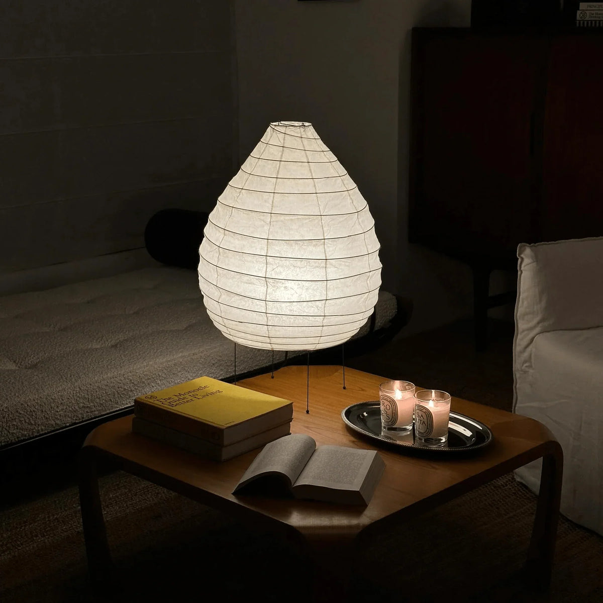 Washi Paper Table Lamp | Designer Wabi-Sabi Style | Eye-Comfort Warm Light | JINSHE
