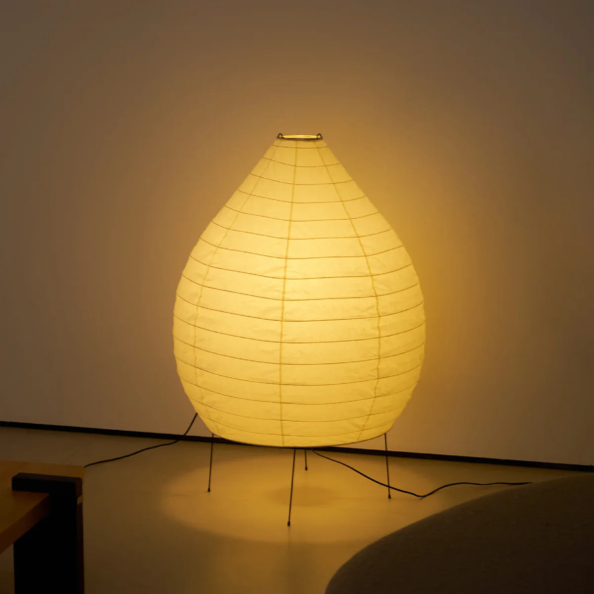 Washi Paper Floor Lamp View 7 | Washi Paper Floor Lamp | Designer Wabi-Sabi Style | Eye-Comfort Warm Light | JINSHE | JINSHE