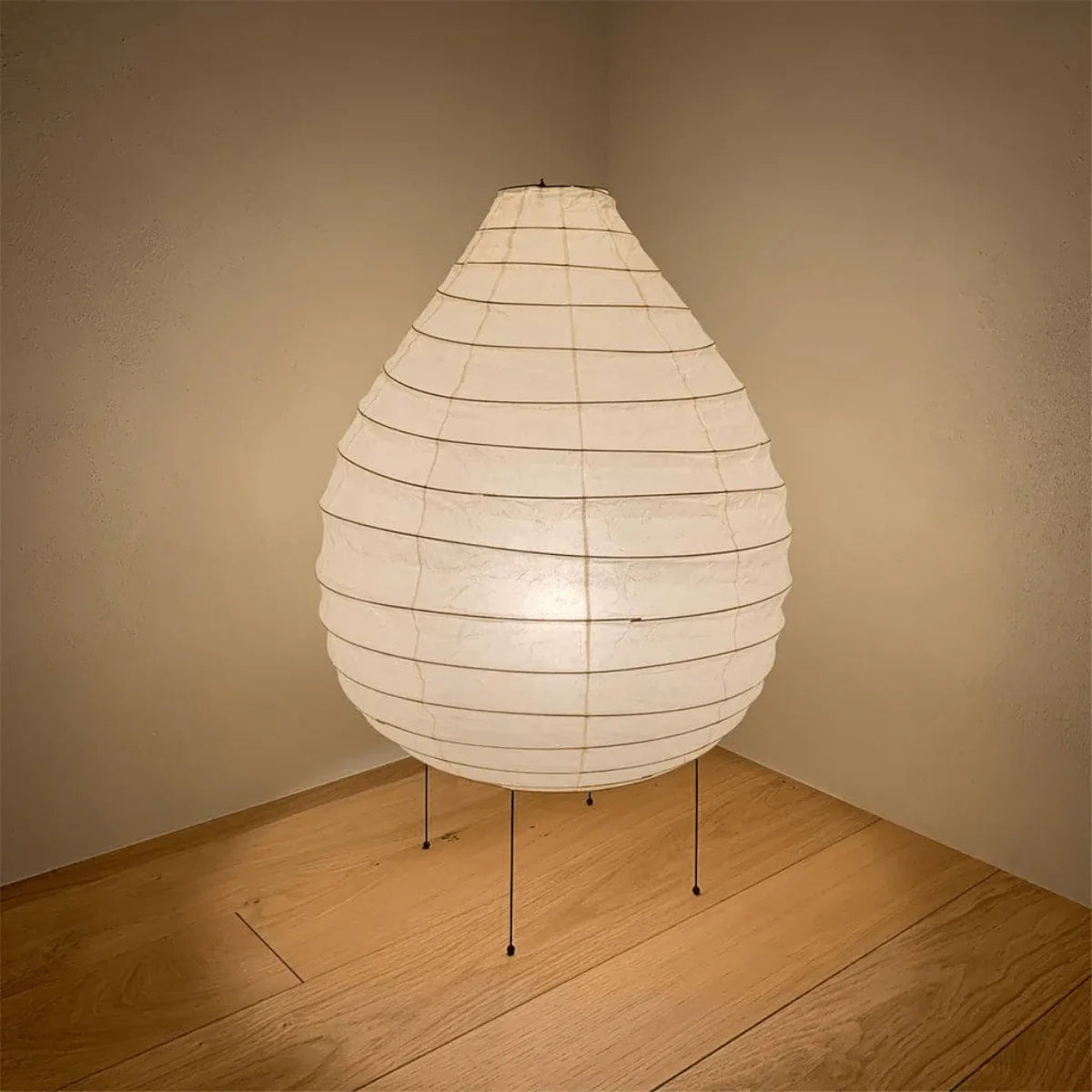 Washi Paper Floor Lamp View 11 | Washi Paper Floor Lamp | Designer Wabi-Sabi Style | Eye-Comfort Warm Light | JINSHE | JINSHE