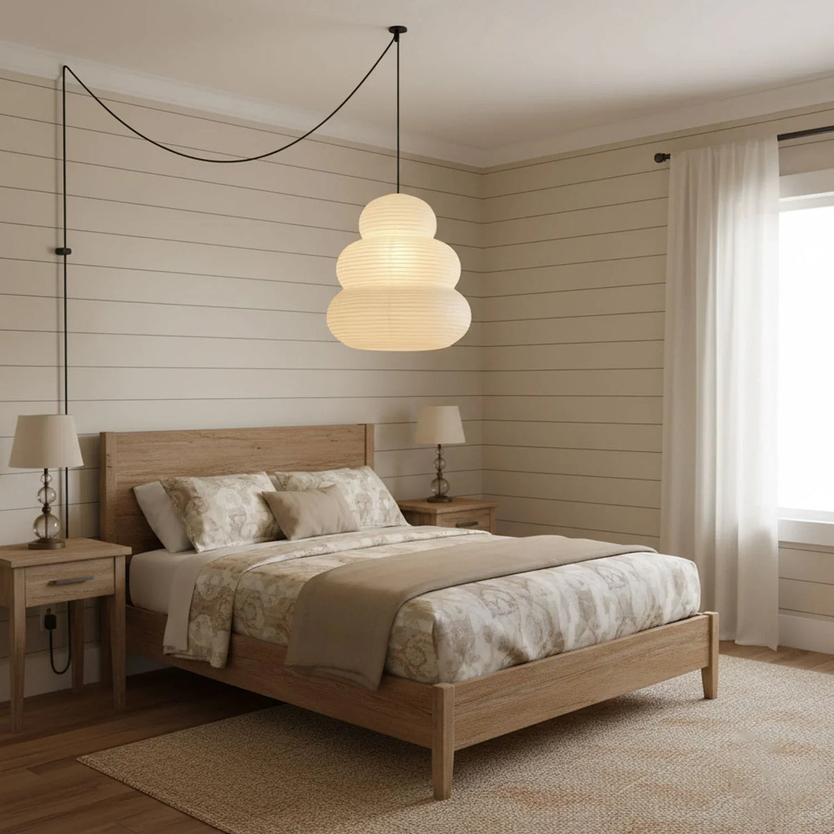 24N Washi Paper Swag Pendant Light | Wabi Sabi Japanese Lantern Pendant | JINSHE