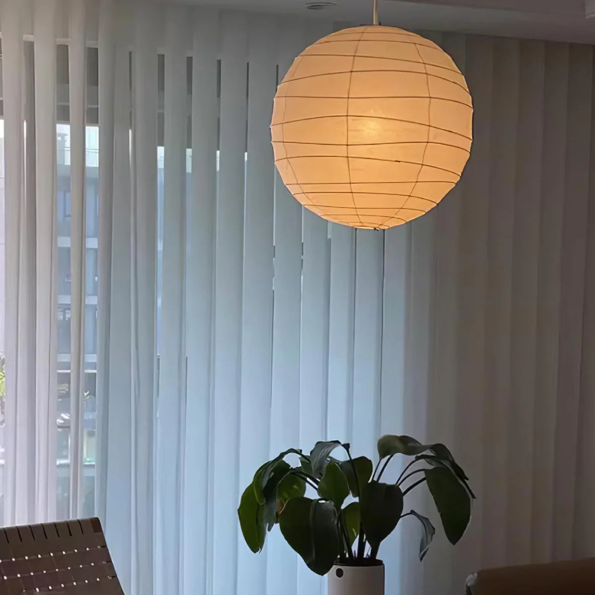 Washi Paper & Bamboo Pendant Light | Designer Wabi-Sabi Style | Eye-Comfort | JINSHE