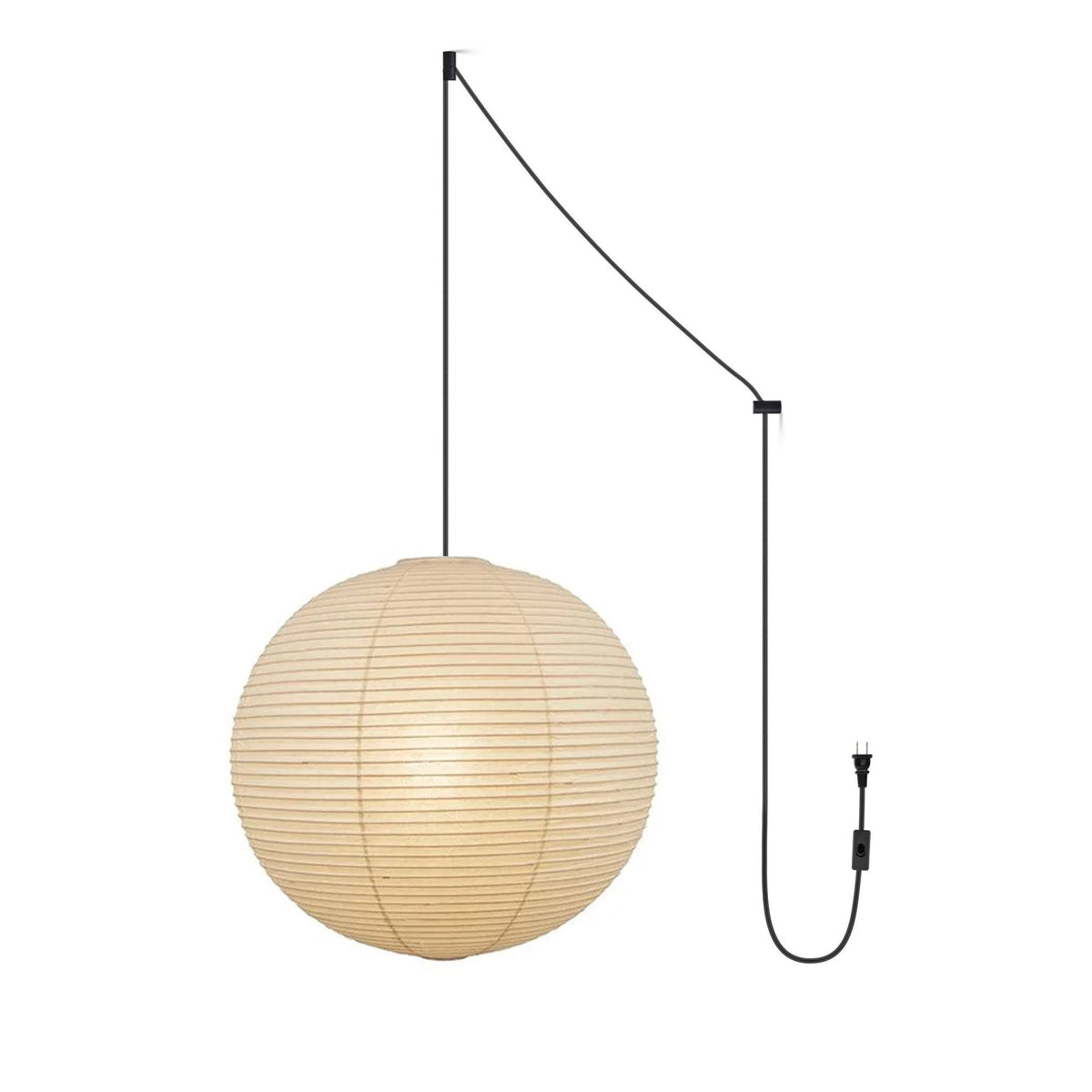 Japanese Paper Swag Curated Washi Paper Pendant – ∅ 21.7 x H 20.5 (2 hooks) finish configuration