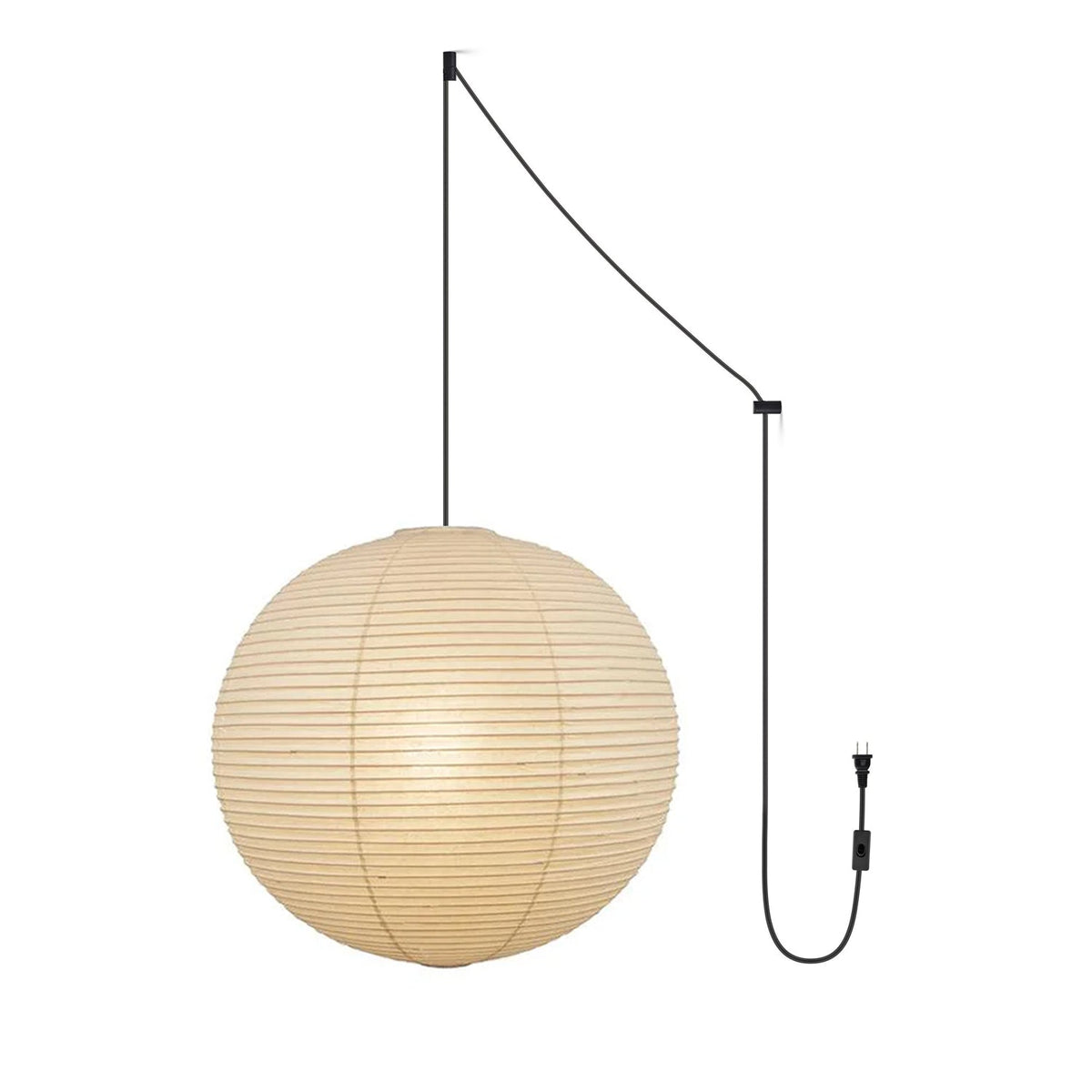 Japanese Paper Swag Curated Washi Paper Pendant – ∅ 23.6 x H 22.8 (2 hooks) finish configuration
