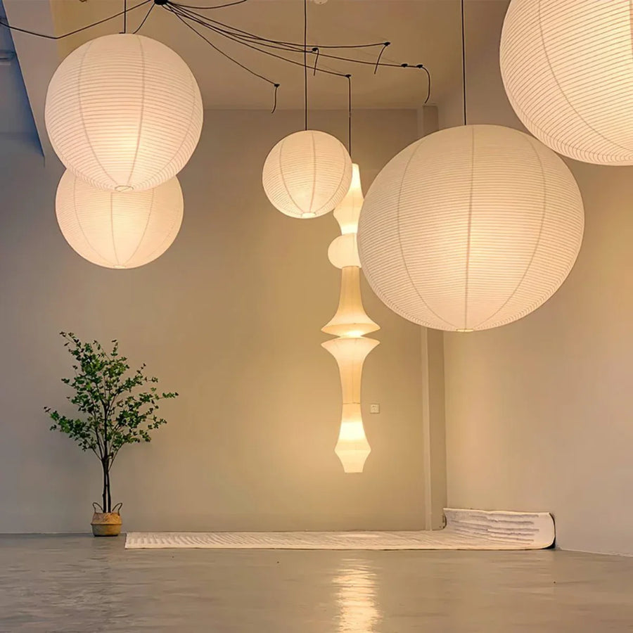 Wabi Sabi Dupont Paper Pendant Swag Light E | Japanese-Style Lantern | No Wiring Needed | JINSHE