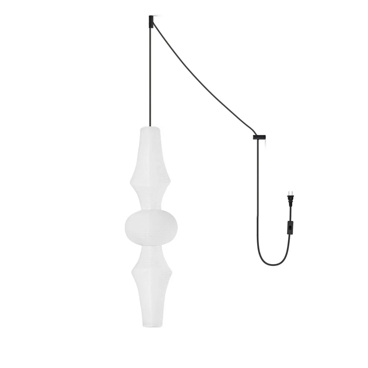 Pendant Light View 10 | Wabi Sabi Dupont Paper Pendant Swag Light | Noguchi-Inspired Japanese Lantern | No Wiring Needed | JINSHE Akari E | JINSHE