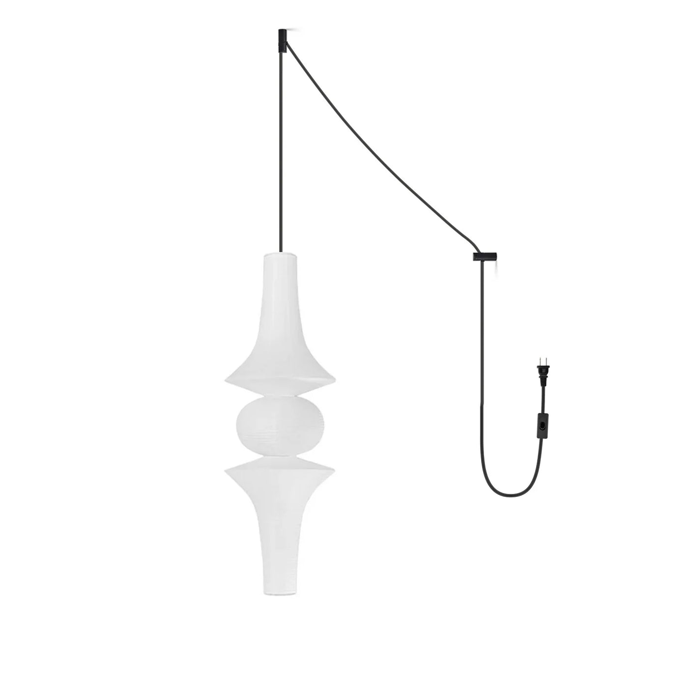 Pendant Light View 12 | Wabi Sabi Dupont Paper Pendant Swag Light | Noguchi-Inspired Japanese Lantern | No Wiring Needed | JINSHE Akari E | JINSHE