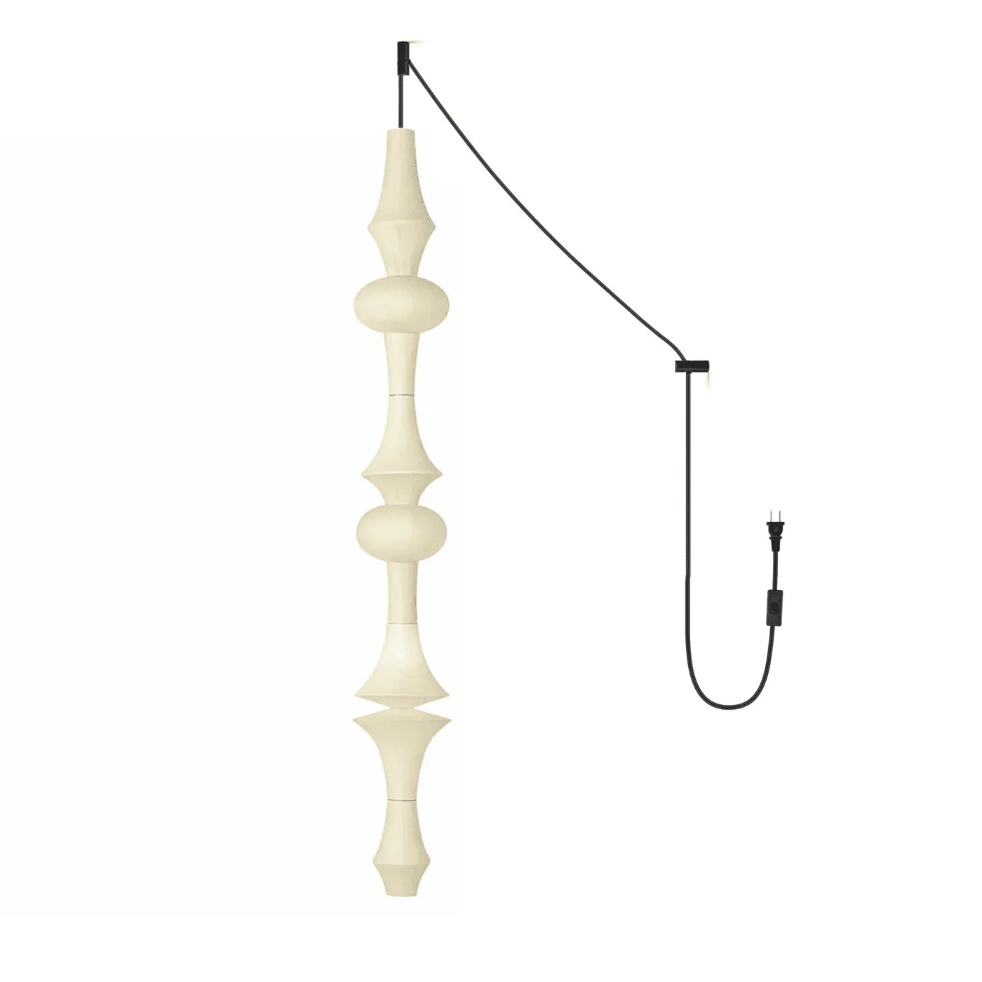 Pendant Light View 16 | Wabi Sabi Dupont Paper Pendant Swag Light | Noguchi-Inspired Japanese Lantern | No Wiring Needed | JINSHE Akari E | JINSHE