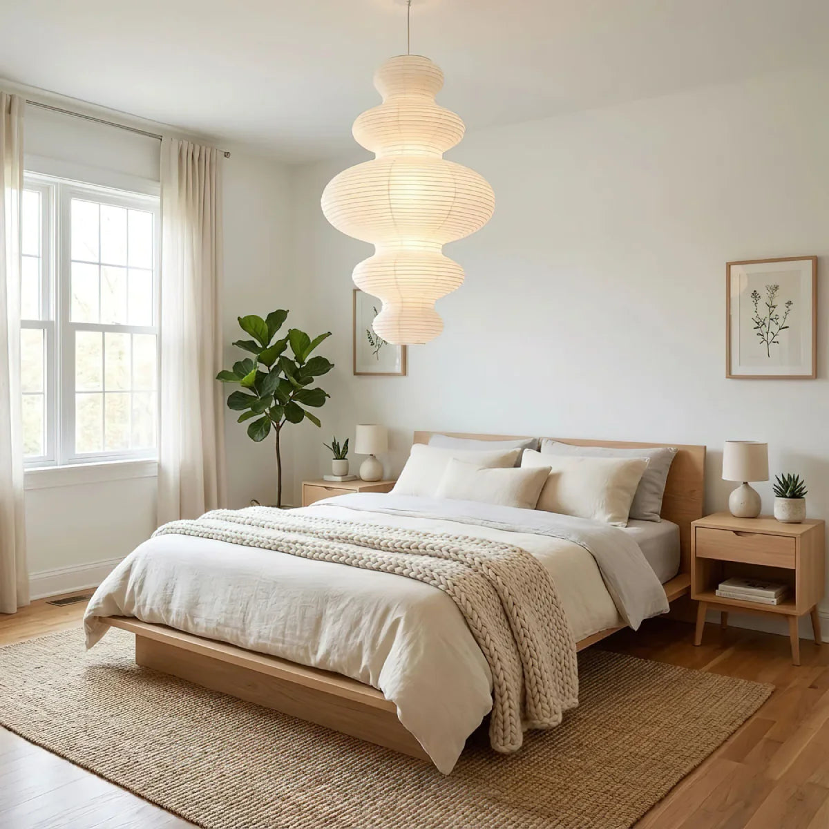 JINSHE Akari Juni Japanese style wabi-sabi wind and paper pendant Pendant Light - detail view
