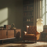 Metal Frame Floor Lamp View 7 | Washi Paper Floor Lamp | Designer Wabi-Sabi Style | Eye-Comfort Light | JINSHE | JINSHE
