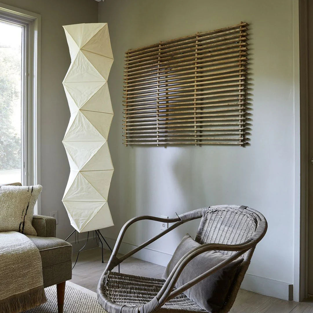 Japanese Washi Paper Floor Lamp View 4 | Noguchi Akari UF4-33N Washi Paper Floor Lamp | Wabi Sabi Japanese Lantern Floor Light | JINSHE | JINSHE