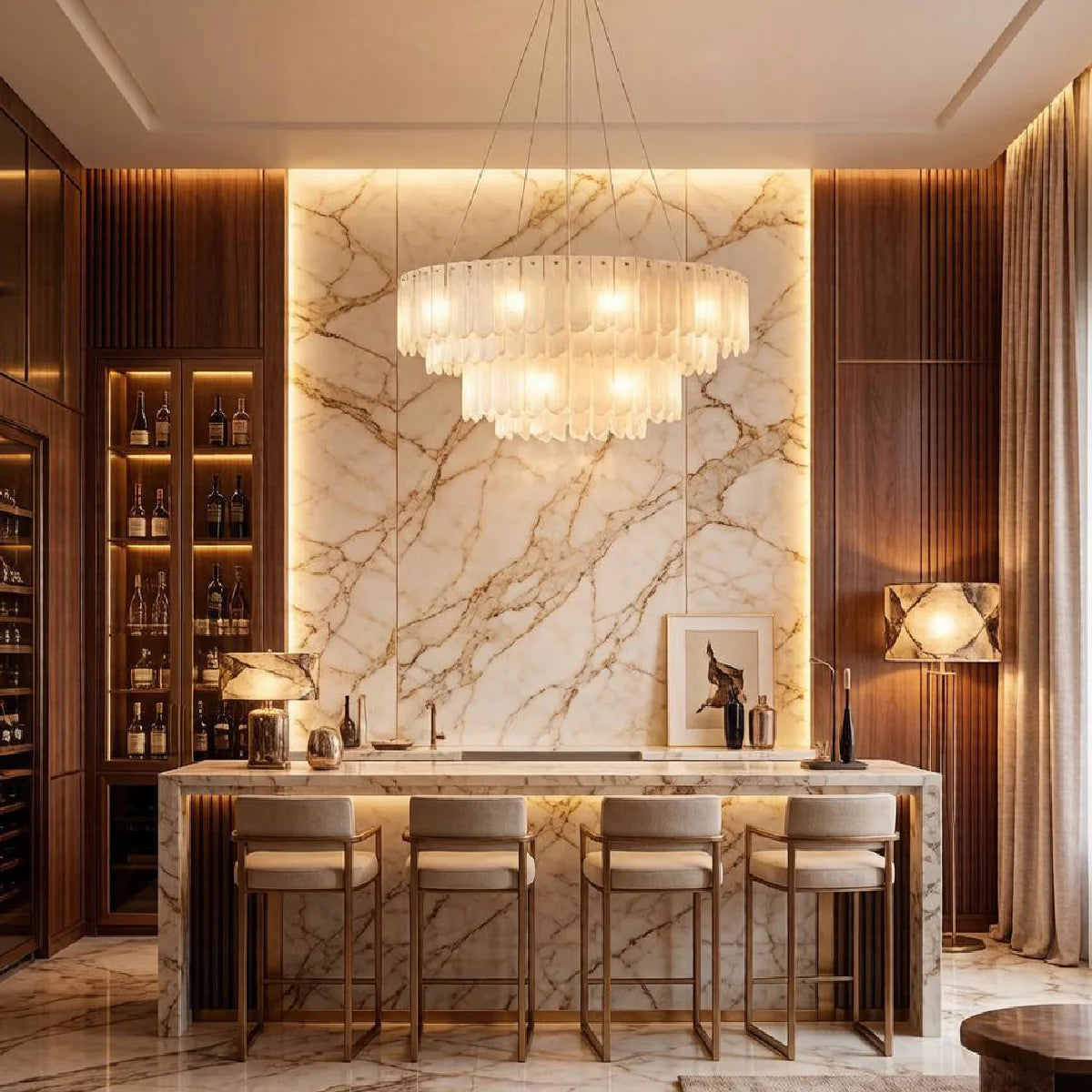 Spanish Alabaster Chandelier View 9 | Alabaster Cascade Tiered Chandelier | JINSHE | JINSHE