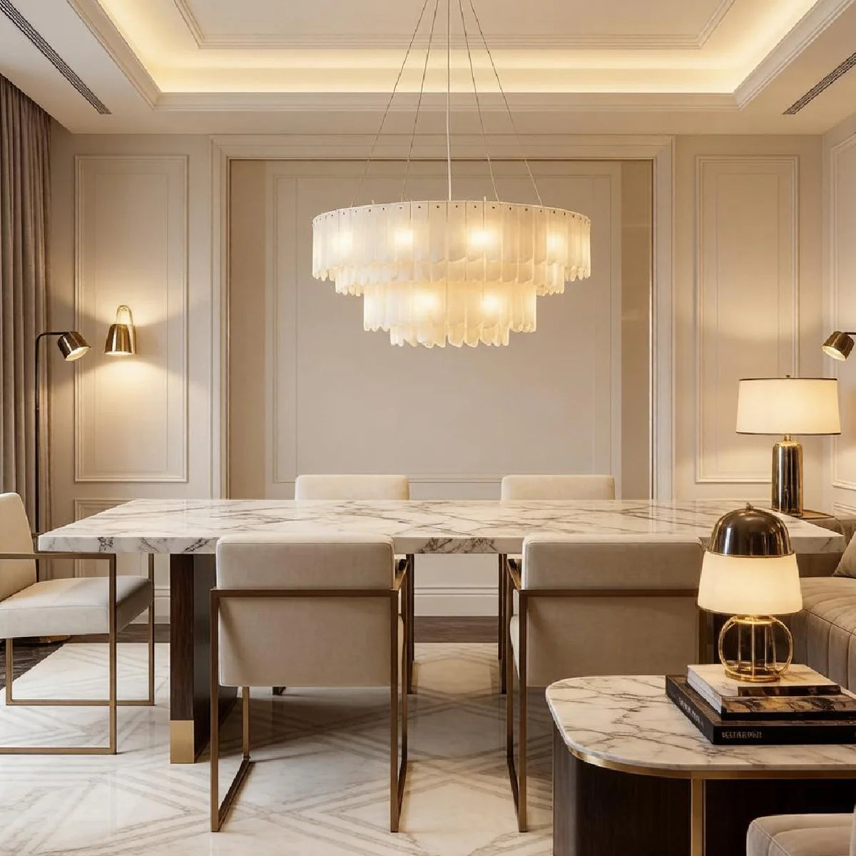 Spanish Alabaster Chandelier View 10 | Alabaster Cascade Tiered Chandelier | JINSHE | JINSHE