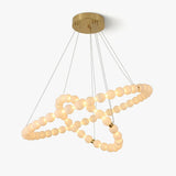 Spanish Alabaster Chandelier | Natural Spanish Alabaster Double Orb Interweaving Chandelier | Wabi Sabi Lighting | JINSHE | JINSHE