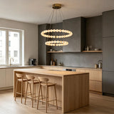 Spanish Alabaster Chandelier View 7 | Natural Spanish Alabaster Double Orb Ring Chandelier | Wabi Sabi Lighting | JINSHE | JINSHE