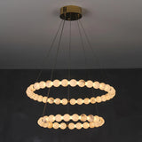 Spanish Alabaster Chandelier View 10 | Natural Spanish Alabaster Double Orb Ring Chandelier | Wabi Sabi Lighting | JINSHE | JINSHE