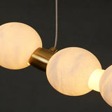Spanish Alabaster Chandelier View 9 | Natural Spanish Alabaster Double Orb Ring Chandelier | Wabi Sabi Lighting | JINSHE | JINSHE