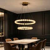Spanish Alabaster Chandelier View 6 | Natural Spanish Alabaster Double Orb Ring Chandelier | Wabi Sabi Lighting | JINSHE | JINSHE