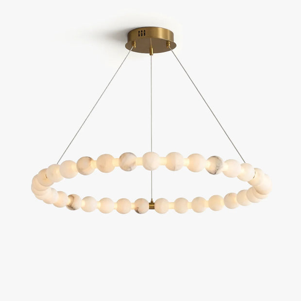 Natural Spanish Alabaster Orb Ring Chandelier | Wabi Sabi Lighting | JINSHE