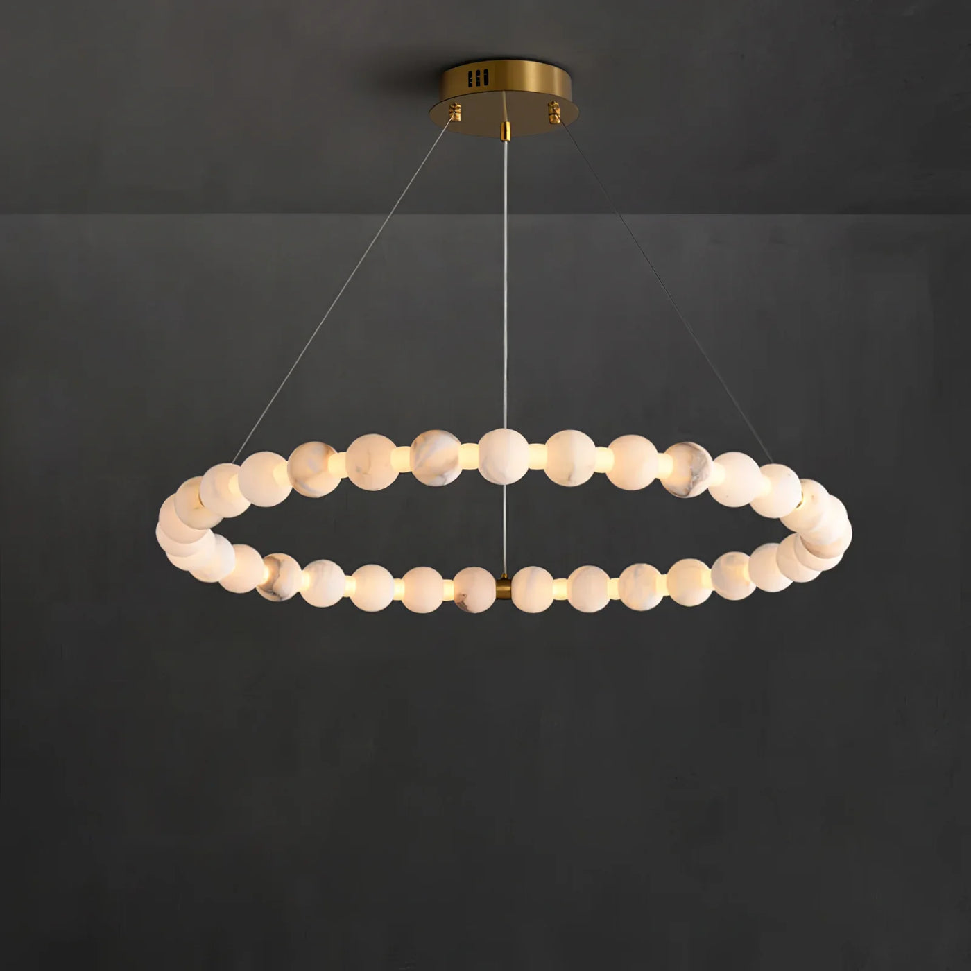 JINSHE Natural Spanish alabaster ball ring chandelier | Light luxury style Chandelier - product image